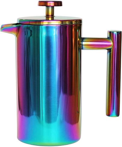 French Press Coffee Maker – 1 or 2 Cups Small Stainless Steel Coffee Maker Double Walled French Press Rainbow 12oz/350ml in Saudi Arabia