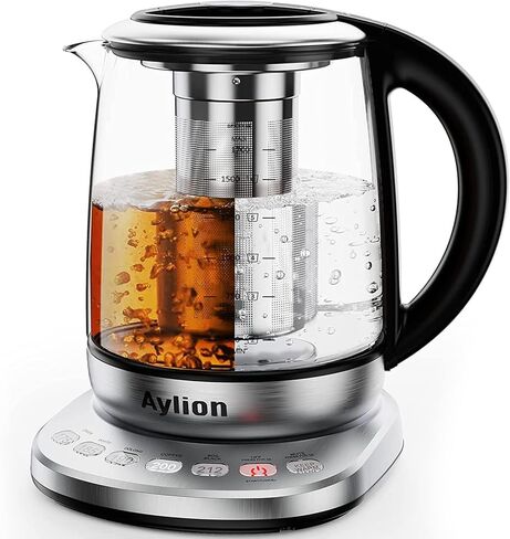 غلاية كهربائية ذكية مع تحكم في درجة الحرارة، 5 اعدادات مسبقة مع مصفاة قابلة للازالة، تحافظ على الدفء لمدة ساعتين مع اغلاق تلقائي، 1.7 لتر، زجاج وستانلس ستيل، خالية من البيسفينول ايه in Kuwait