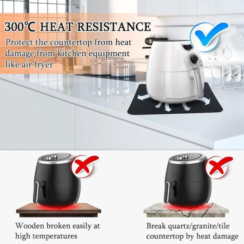 حصيرة مقاومة للحرارة من Advantez للمقلاة الهوائية، 3 قطع من منزلقات أجهزة المطبخ وحصيرة غير قابلة للانزلاق، حصيرة طاولة المطبخ، واقيات مضادة قابلة لإعادة الاستخدام لمقلاة الهواء وخلاط وصانع القهوة وبخار الميكروويف in Kuwait