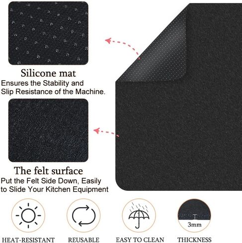 حصيرة مقاومة للحرارة من Advantez للمقلاة الهوائية، 3 قطع من منزلقات أجهزة المطبخ وحصيرة غير قابلة للانزلاق، حصيرة طاولة المطبخ، واقيات مضادة قابلة لإعادة الاستخدام لمقلاة الهواء وخلاط وصانع القهوة وبخار الميكروويف in Kuwait