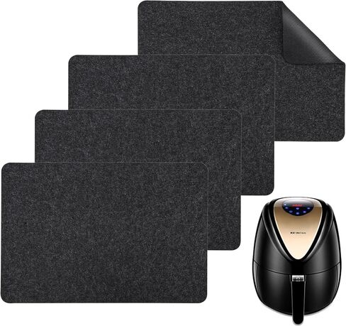 4 Pieces Heat Resistant Mat Small Appliance Non-slip Mat Air Fryer Countertop Mat Felt Thickened Oven Mat Kitchen Countertop Protector for Coffee Maker Air Fryer Blender Toaster, 12" x 17" in Saudi Arabia