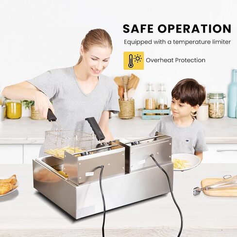 VIVOHOME 2500W 10.6 QT Electric Deep Fryer with 6.3 QT Removable Basket, Temperature Adjustable 140-392℉ in Kuwait