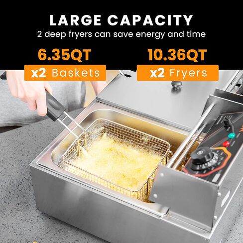 VIVOHOME 2500W 10.6 QT Electric Deep Fryer with 6.3 QT Removable Basket, Temperature Adjustable 140-392℉ in Kuwait