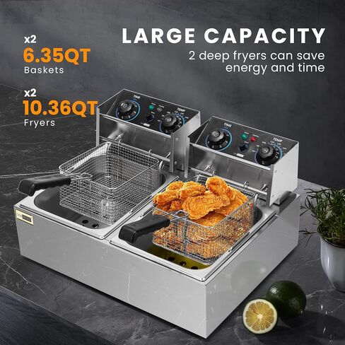 VIVOHOME 2500W 10.6 QT Electric Deep Fryer with 6.3 QT Removable Basket, Temperature Adjustable 140-392℉ in Saudi Arabia