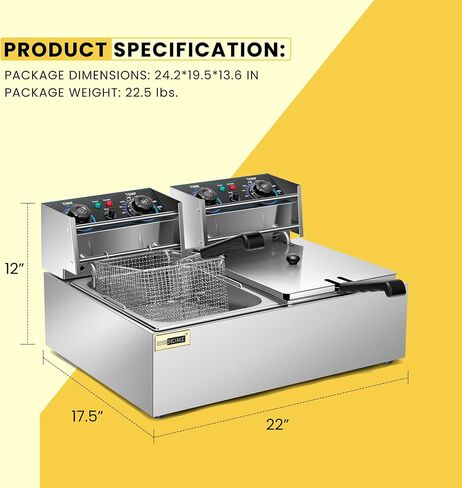 VIVOHOME 2500W 10.6 QT Electric Deep Fryer with 6.3 QT Removable Basket, Temperature Adjustable 140-392℉ in Saudi Arabia