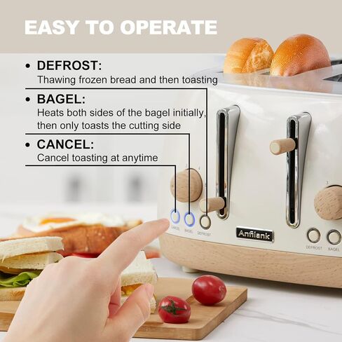 Toaster 4 Slice,Retro Stainless Steel Toaster with Extra Wide Slots Cancel, Bagel, Defrost Function, Dual Independent Control Panel, Removable Crumb Tray and High Lift Lever (Beige) in Kuwait