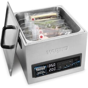 Waring Commercial WSV16 16 جهاز تدوير حراري مستقل لـ Sous Vide، 16 لتر/4.2 جالون، لوحة تحكم تعمل باللمس بالسعة، 5 إعدادات قابلة للبرمجة، مؤقت، 120 فولت، 1560 وات، قابس 5-15 مرحلة in Kuwait