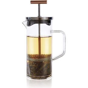 Teabloom Tea Press with Copper Pull Handle and Stainless Steel Filter – Tea Connoisseur's Choice – Pekoe Tea Maker, 12-Ounce
