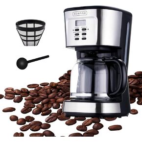 ماكينة صنع القهوة 12 كوب، ماكينة قهوة قابلة للبرمجة وماكينة صنع الشاي المثلج مع إبريق زجاجي، وعاء قهوة لصانعة القهوة بالتنقيط، تحافظ على الدفء التلقائي، مضادة للتنقيط، تحكم في القوة، ماكينة صنع قهوة صغيرة من الفولاذ المقاوم للصدأ، مشروب سريع 900 وات، كوجن in Kuwait