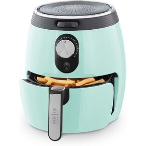 Dash Deluxe Electric Air Fryer + Oven Cooker with Temperature Control, Non-stick Fry Basket, Recipe Guide + Auto Shut off Feature, 1200-Watt, 3 Quart - Aqua