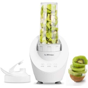 خلاط شخصي من La Reveuse للمخفوقات والعصائر بقدرة 200 وات مع تقنية المحرك المغناطيسي وزجاجة سفر محمولة خالية من مادة BPA سعة 10 أونصة (أبيض) in Kuwait