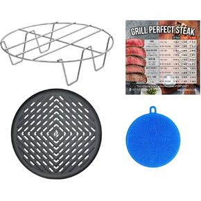 Air fryer 8 inch Grilling Rack Set Compatible with Costway, Cozyna, Chefman, Della, Farberware, GoWise, Maxi-Matic Elite Platinum, Posame, Power Airfryer Oven +More | Steak Doneness Guide Magnet in Saudi Arabia
