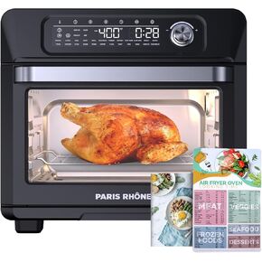 Air Fryer Toaster Oven Combo, 26QT Paris Rhône 24-in-1 Countertop Convection Ovens, Large Rotisserie Cooker with Led Digital Touchscreen, Sensitive Knob, Basket, Rack Tray, Cookbook and Magnet Menu in Kuwait
