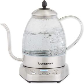 Bonavita BV07001US Cosmopolitan 1.3L Variable Temperature Glass Body Electric Kettle, Stainless Steel in Kuwait