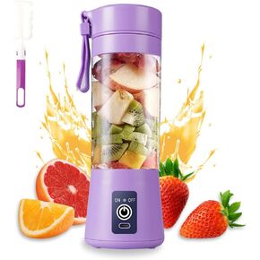 Portable Blender Cup,Electric USB Mini Juicer Blender For Shakes and Smoothies, Juice,380ml, Six Blades Great for Mixing,Black