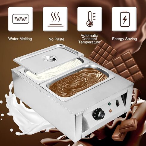آلة تسخين الشوكولاتة من سيسايوي، آلة ذوبان الشوكولاتة بوزن 17.6 رطل، جهاز تسخين الطعام التجاري للشوكولاتة الكهربائية للشوكولاتة والحليب والكريمة وذوبان الحساء والتسخين، 1.5 كيلو وات 2 خزان in Kuwait