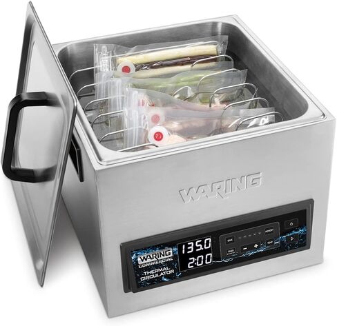 Waring Commercial WSV16 16 جهاز تدوير حراري مستقل لـ Sous Vide، 16 لتر/4.2 جالون، لوحة تحكم تعمل باللمس بالسعة، 5 إعدادات قابلة للبرمجة، مؤقت، 120 فولت، 1560 وات، قابس 5-15 مرحلة in Kuwait