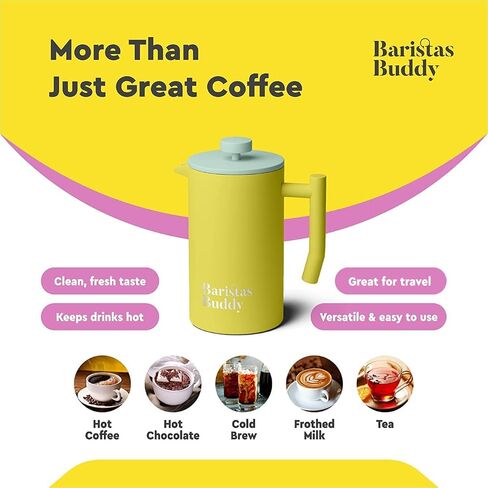 French Press Coffee Maker - Insulated, Stainless Steel Manual Coffee Makers For Home, Office Or Camping - Large 34oz Capacity For 4 Cups in Saudi Arabia