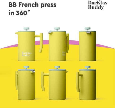French Press Coffee Maker - Insulated, Stainless Steel Manual Coffee Makers For Home, Office Or Camping - Large 34oz Capacity For 4 Cups in Saudi Arabia
