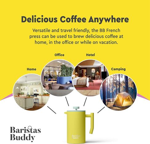 French Press Coffee Maker - Insulated, Stainless Steel Manual Coffee Makers For Home, Office Or Camping - Large 34oz Capacity For 4 Cups in Saudi Arabia
