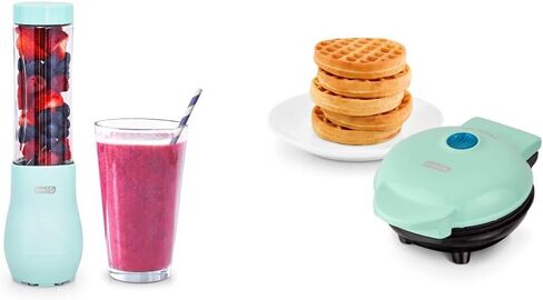 Dash Mighty Mini 10 oz Compact Personal Bottle Blender with Travel Lid, Aqua in Kuwait
