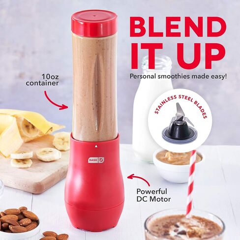 Dash Mighty Mini 10 oz Compact Personal Bottle Blender with Travel Lid, Aqua in Kuwait