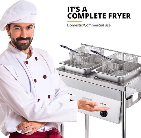 بايو اكسيل مقلاة عميقة خارجية بخزان من SS22 - منظم درجة الحرارة قابل للتعديل - مقلاة عميقة بروبان مع سلتين واغطية من الستانلس ستيل in Kuwait