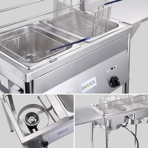 بايو اكسيل مقلاة عميقة خارجية بخزان من SS22 - منظم درجة الحرارة قابل للتعديل - مقلاة عميقة بروبان مع سلتين واغطية من الستانلس ستيل in Kuwait