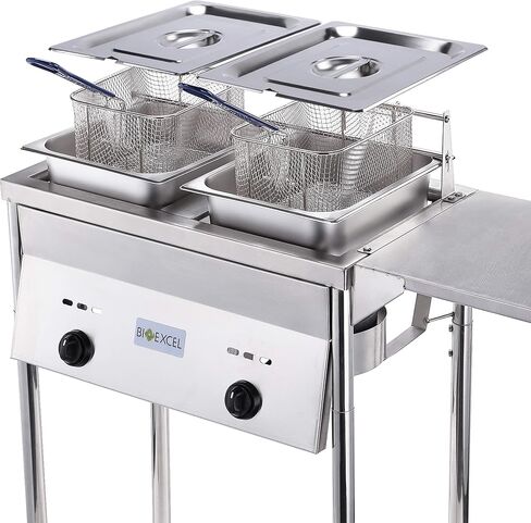 بايو اكسيل مقلاة عميقة خارجية بخزان من SS22 - منظم درجة الحرارة قابل للتعديل - مقلاة عميقة بروبان مع سلتين واغطية من الستانلس ستيل in Kuwait