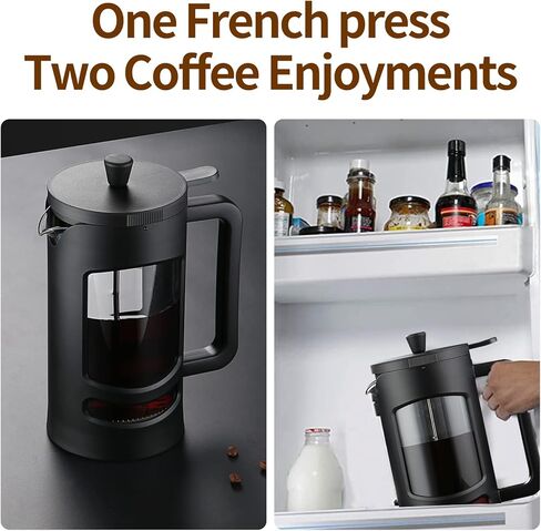 ماكينة صنع القهوة بالضغط الفرنسي SIXAQUAE سعة 34 أونصة مع 4 مرشحات ماكينة صنع القهوة الباردة مقاومة للحرارة زجاج بوروسيليكات متين 1000 مل in Kuwait