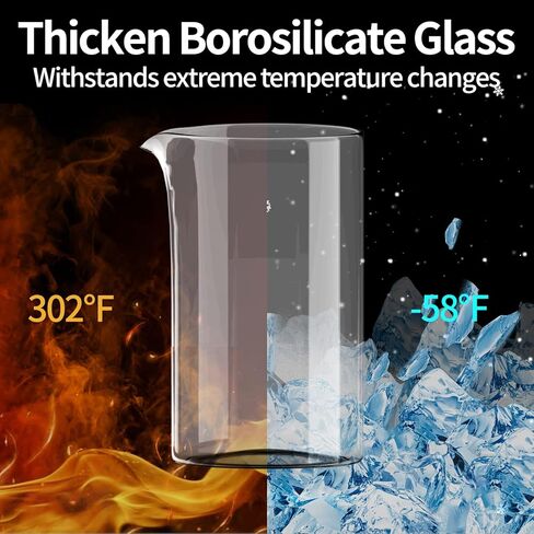 ماكينة صنع القهوة بالضغط الفرنسي SIXAQUAE سعة 34 أونصة مع 4 مرشحات ماكينة صنع القهوة الباردة مقاومة للحرارة زجاج بوروسيليكات متين 1000 مل in Kuwait