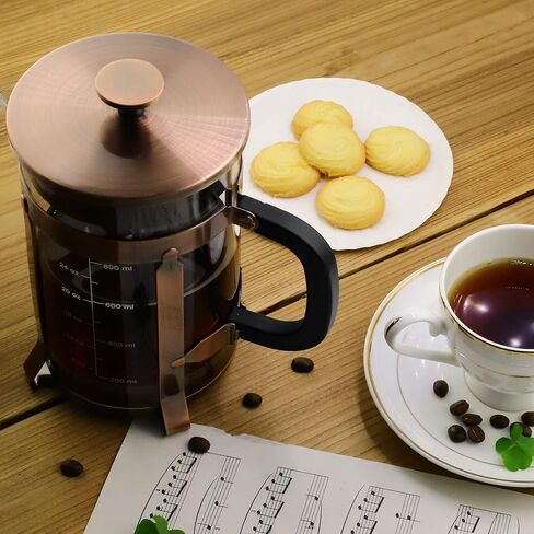 ADAMITA French Press Coffee Maker 8 cups 34 oz 304 Stainless Steel Coffee Press with 4 Filter Screens, Easy Clean Heat Resistant Borosilicate Glass - Free 100% BPA… (Copper-NRA1-S, 34oz) in Saudi Arabia