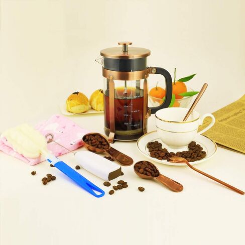 ADAMITA French Press Coffee Maker 8 cups 34 oz 304 Stainless Steel Coffee Press with 4 Filter Screens, Easy Clean Heat Resistant Borosilicate Glass - Free 100% BPA… (Copper-NRA1-S, 34oz) in Saudi Arabia