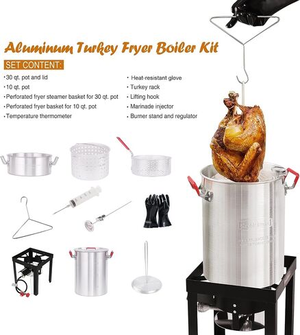 Creole Feast TFK-TG-3001 30 Turkey and 10 Qt. Fish Fryer Boiler Steamer Set, Silver in Saudi Arabia