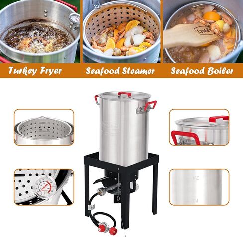 Creole Feast TFK-TG-3001 30 Turkey and 10 Qt. Fish Fryer Boiler Steamer Set, Silver in Saudi Arabia
