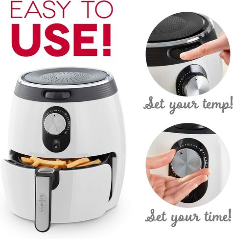 Dash Deluxe Electric Air Fryer + Oven Cooker with Temperature Control, Non-stick Fry Basket, Recipe Guide + Auto Shut off Feature, 1200-Watt, 3 Quart - Aqua in Saudi Arabia