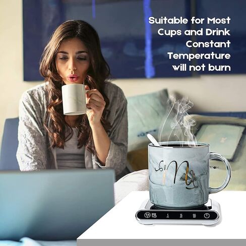 Coffee Mug Warmer with Cup, Electric Cup Warmer & Beverage Heater for Desk Smart heater Auto Shut Off, Heated Mug Use for Office/Home to Warm Coffee Tea Milk in Saudi Arabia