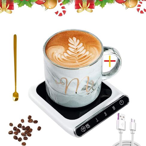 Coffee Mug Warmer with Cup, Electric Cup Warmer & Beverage Heater for Desk Smart heater Auto Shut Off, Heated Mug Use for Office/Home to Warm Coffee Tea Milk in Saudi Arabia