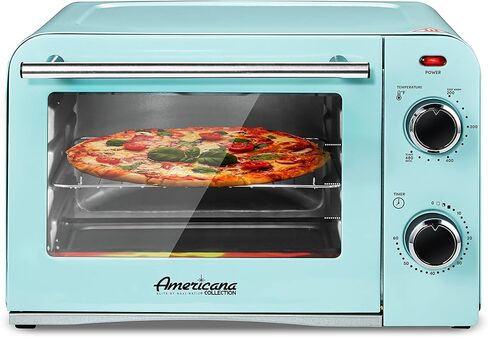 Elite Gourmet Americana 2 Slice, 9.5" Griddle with Glass Lid, 3-in-1 Breakfast Center Station, 4-Cup Coffeemaker, Toaster Oven with 15-Min Timer, Heat Selector Mode, Blue in Saudi Arabia