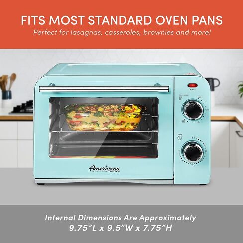 Elite Gourmet Americana 2 Slice, 9.5" Griddle with Glass Lid, 3-in-1 Breakfast Center Station, 4-Cup Coffeemaker, Toaster Oven with 15-Min Timer, Heat Selector Mode, Blue in Saudi Arabia