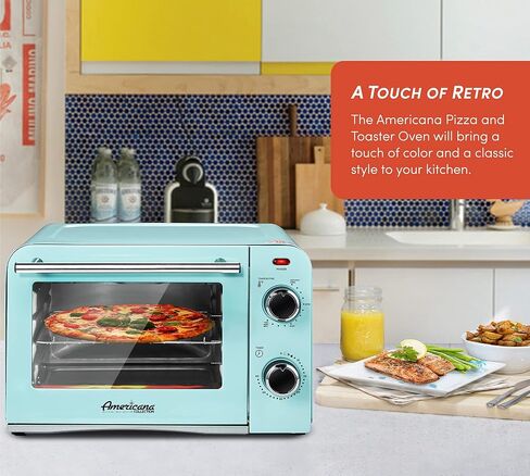 Elite Gourmet Americana 2 Slice, 9.5" Griddle with Glass Lid, 3-in-1 Breakfast Center Station, 4-Cup Coffeemaker, Toaster Oven with 15-Min Timer, Heat Selector Mode, Blue in Saudi Arabia