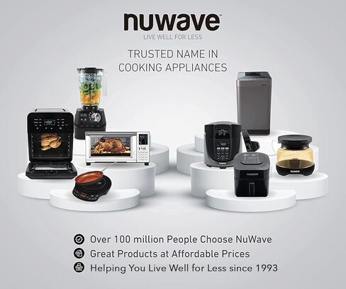 Nuwave Gold Precision Induction Cooktop, Portable, Large 8" Heating Coil, 12" Shatter-Proof Ceramic Glass Surface, 3 Wattage Settings 600, 900, and 1500 Watts, 9" Duralon Non-Stick Fry Pan Included in Saudi Arabia