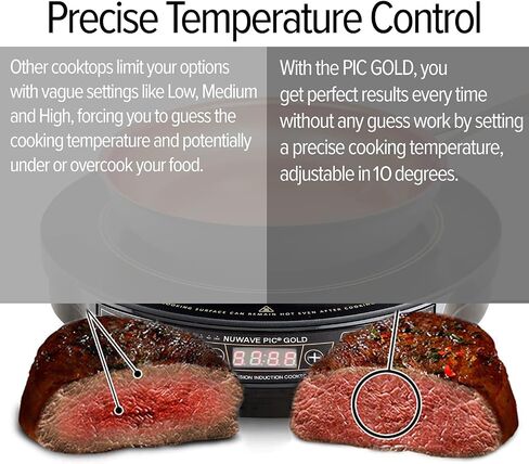 Nuwave Gold Precision Induction Cooktop, Portable, Large 8" Heating Coil, 12" Shatter-Proof Ceramic Glass Surface, 3 Wattage Settings 600, 900, and 1500 Watts, 9" Duralon Non-Stick Fry Pan Included in Saudi Arabia