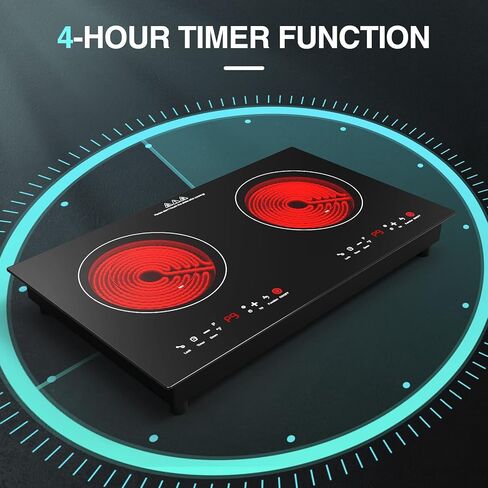 موقد كهربائي QTYANCY، 2400 وات 120 فولت 2 شعلة شاشة LED تعمل باللمس، 9 مستويات تسخين، لوحات ساخنة لمؤشر السطح الساخن للطهي، موقد كهربائي مدمج in Kuwait