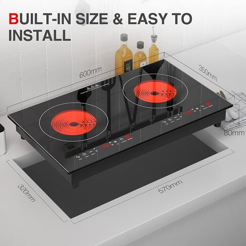 موقد كهربائي QTYANCY، 2400 وات 120 فولت 2 شعلة شاشة LED تعمل باللمس، 9 مستويات تسخين، لوحات ساخنة لمؤشر السطح الساخن للطهي، موقد كهربائي مدمج in Kuwait