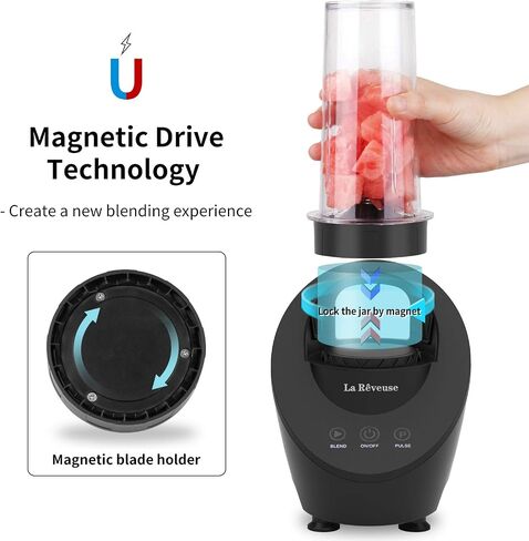 La Reveuse Personal Blender for Shakes and Smoothies 200 Watt with Magnetic Drive Technology 10 oz BPA-Free Portable Travel Bottle (White) in Saudi Arabia