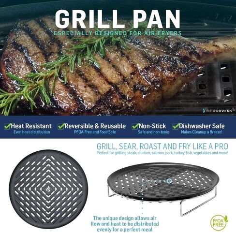 Air fryer 8 inch Grilling Rack Set Compatible with Costway, Cozyna, Chefman, Della, Farberware, GoWise, Maxi-Matic Elite Platinum, Posame, Power Airfryer Oven +More | Steak Doneness Guide Magnet in Saudi Arabia