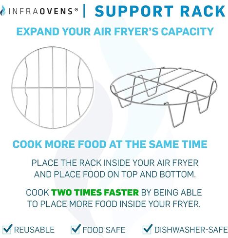 Air fryer 8 inch Grilling Rack Set Compatible with Costway, Cozyna, Chefman, Della, Farberware, GoWise, Maxi-Matic Elite Platinum, Posame, Power Airfryer Oven +More | Steak Doneness Guide Magnet in Saudi Arabia