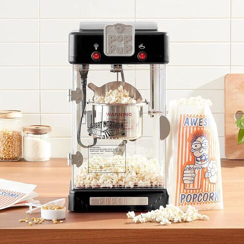 Pop Pup Popcorn Machine - 2.5oz Popper with Stainless-Steel Kettle, Serving Tray, Warming Light and Accessories by Great Northern Popcorn (Red) in Kuwait