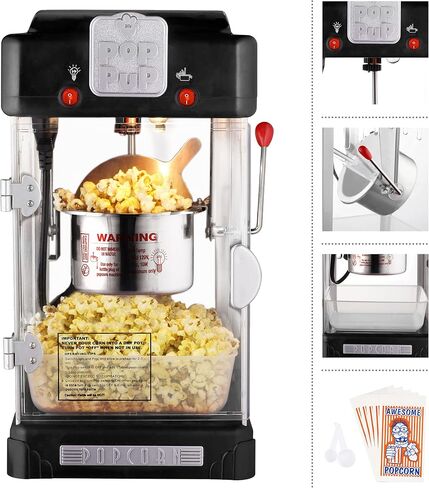 Pop Pup Popcorn Machine - 2.5oz Popper with Stainless-Steel Kettle, Serving Tray, Warming Light and Accessories by Great Northern Popcorn (Red) in Kuwait